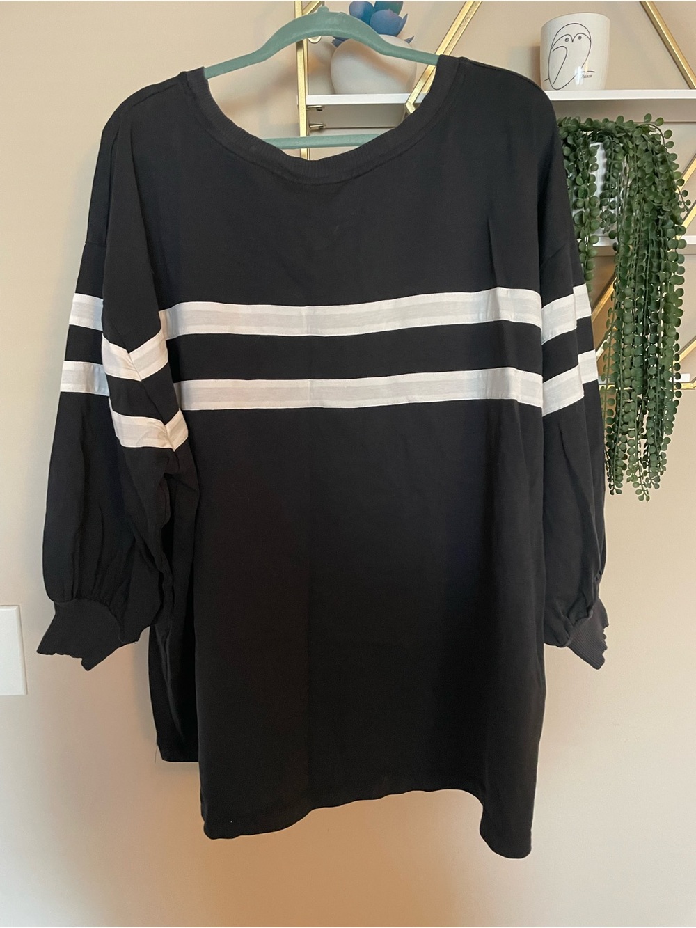 FP Movement Oversized Black Pullover Sweatshirt with White Stripes - Picture 5 of 5